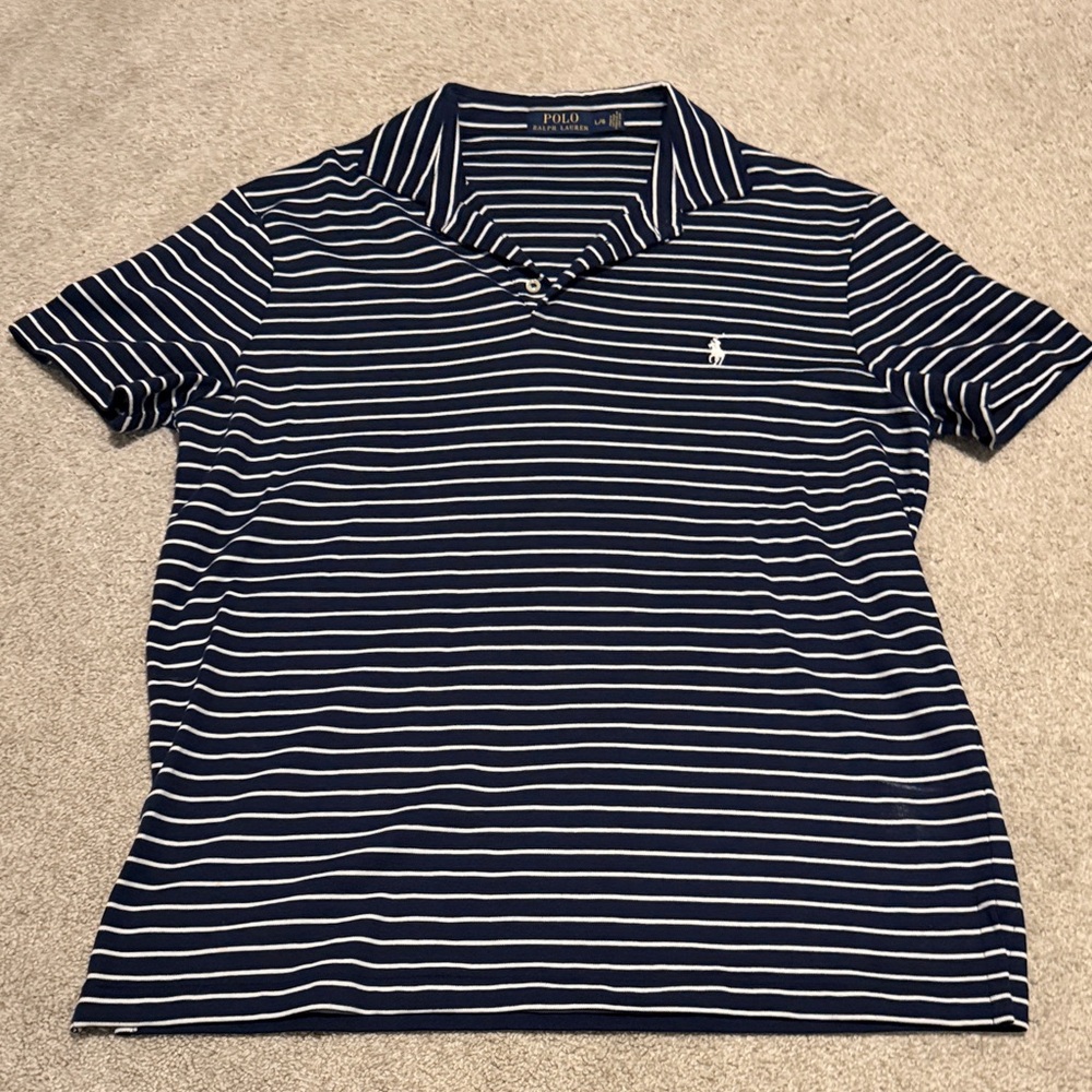 Polo by Ralph Lauren Navy and White Striped Shirt
